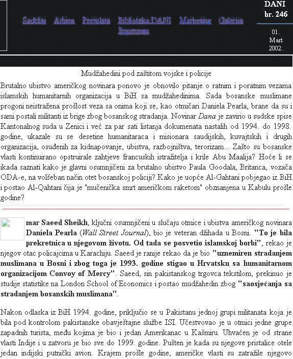 Faksimil Hećimovićevog teksta u “Danima” 1. marta 2002. - Avaz