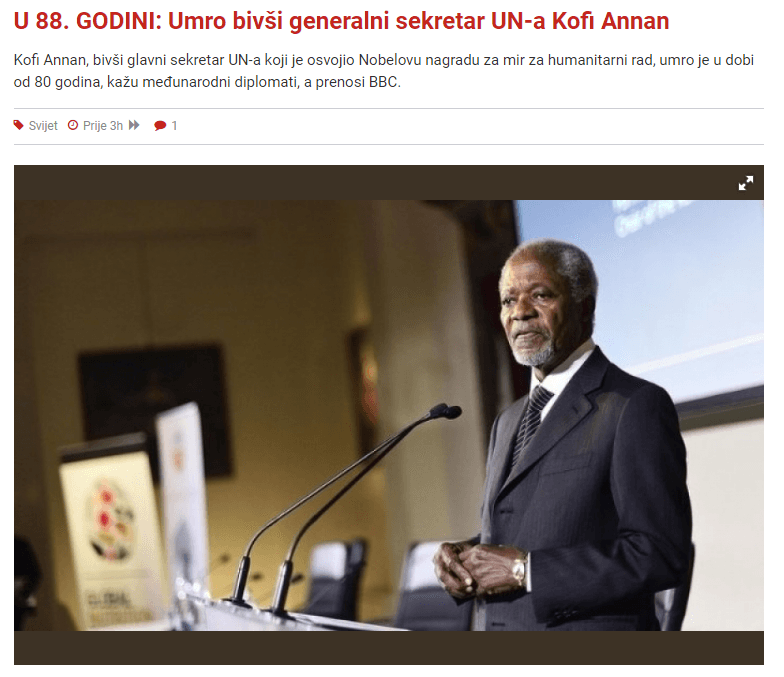 Mrtvom Kofiju Ananu dodali osam godina života