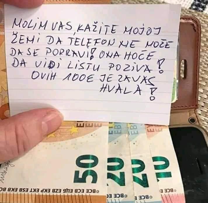 Fotografija poruke muža je hit u Srbiji: Evo vam 100 eura, samo da moja žena ne vidi ovo u telefonu