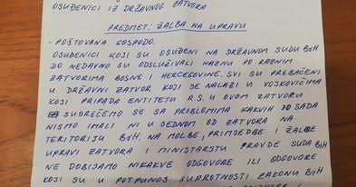 Faksimil novog pisma zatvorenika - Avaz