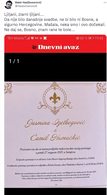 Hadžiomerović je komentirao postavljanje ljiljana na pozivnicu - Avaz