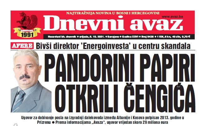 Danas u "Dnevnom avazu" čitajte: "Pandorini papiri" otkrili Čengića