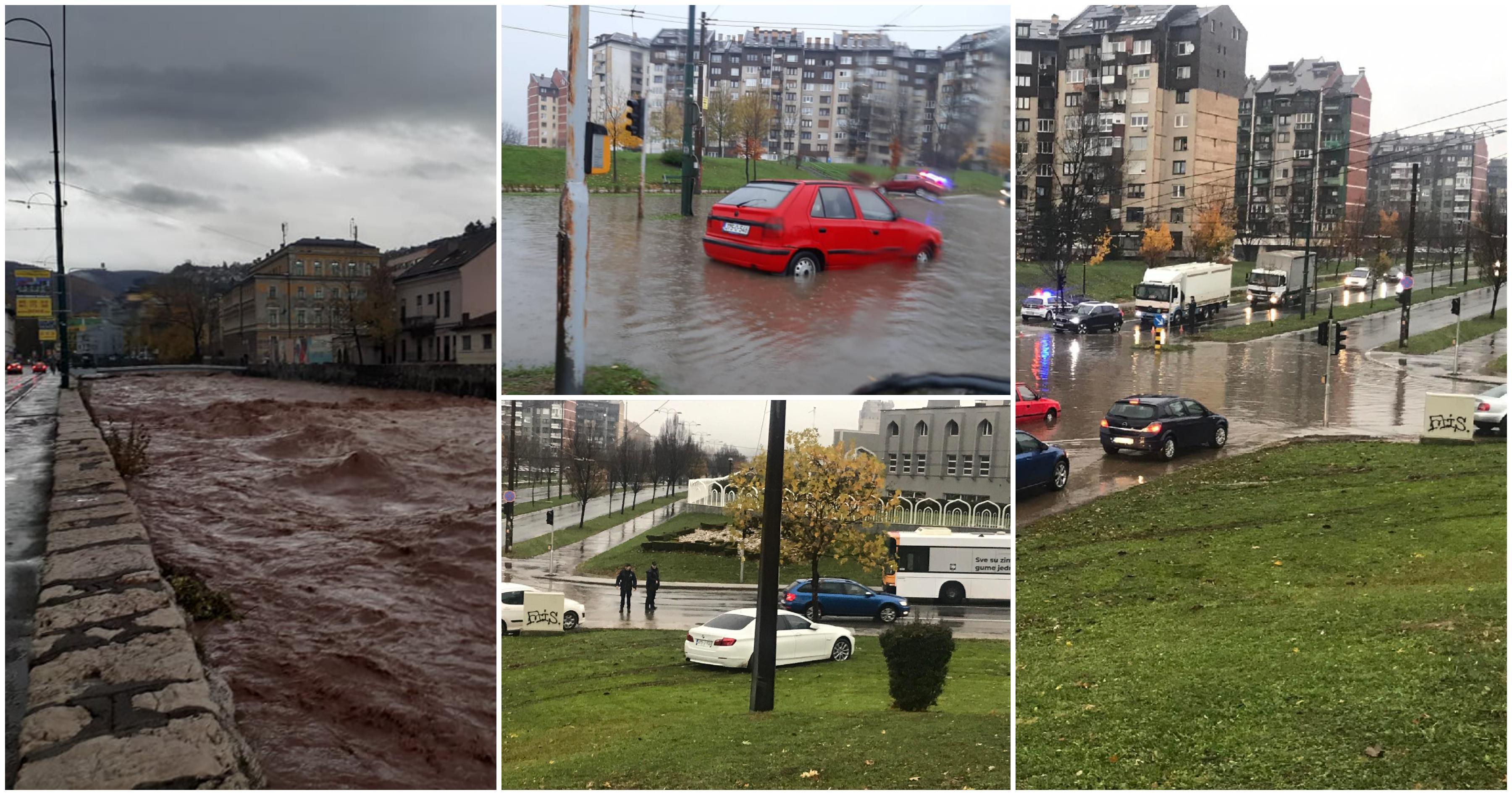 Haos u Sarajevu: Poplavljene ulice, kolaps saobraćaja, automobili zaglavljeni u vodi