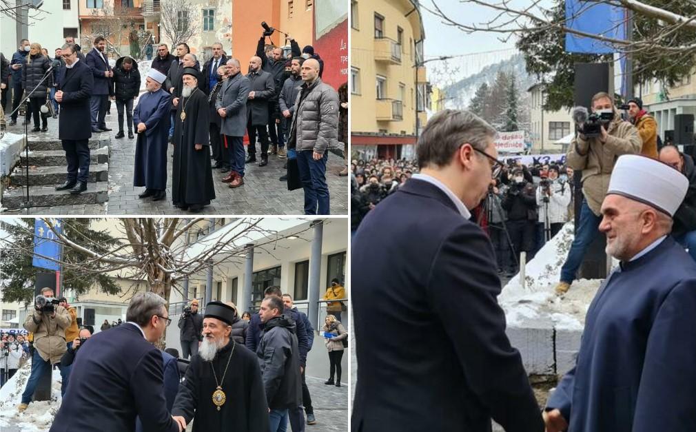 Snažne poruke Vučića u Priboju: Svako ko pomisli da može da ugrozi nečiji život ili kuću, nečiju džamiju ili crkvu, imat će posla sa državom