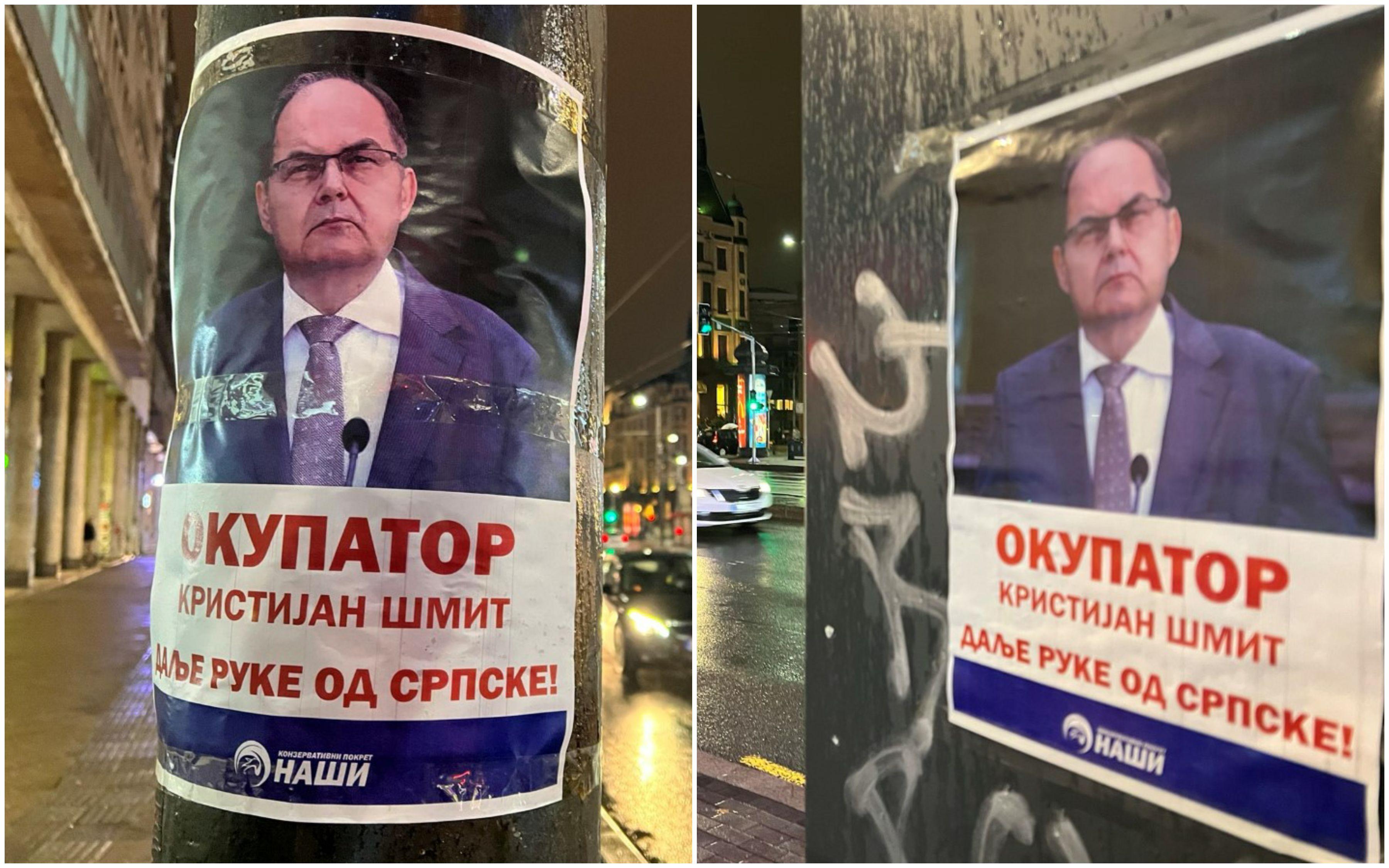 Sramotno: Beograd izlijepljen plakatima na kojima se Kristijan Šmit naziva "okupatorom”