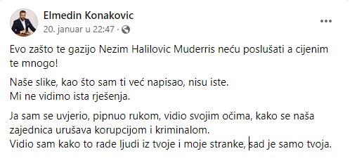 Konakovićeva poruka Muderisu - Avaz
