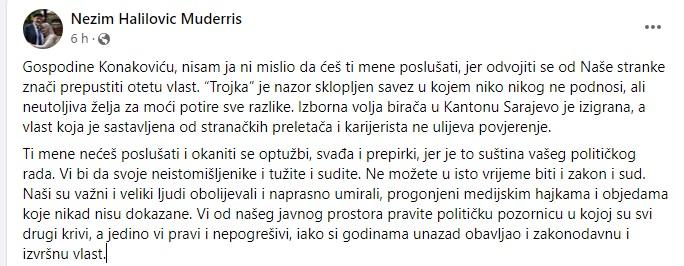 FB status Muderrrisa - Avaz