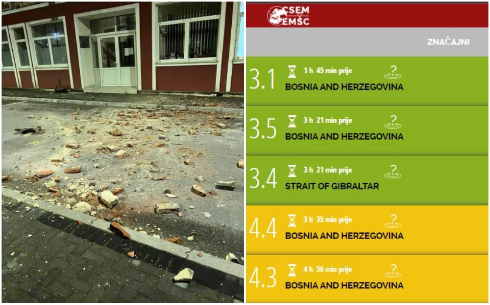 U posljednjih pet sati zabilježena četiri potresa u BiH, svi su bili blizu Stoca
