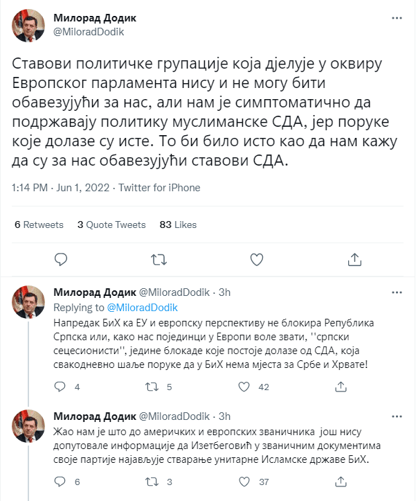 Dodik se oglasio na Twitter - Avaz