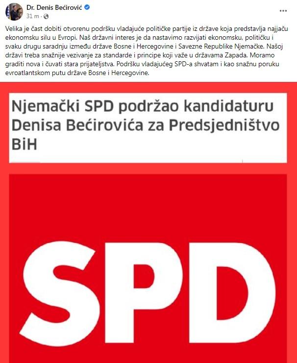 Objava Denisa Bećirovića - Avaz