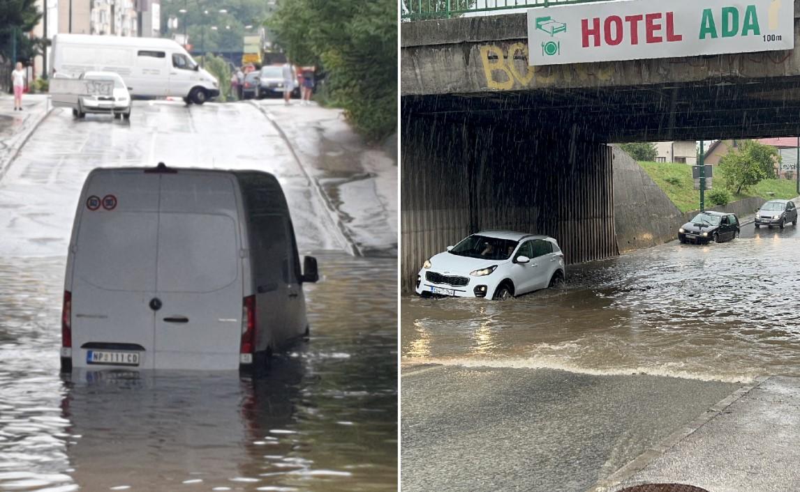 Kombi iz Srbije zaglavio u poplavljenom podvožnjaku u Buća Potoku, vozač prošao uprkos znaku zabranjen prolaz
