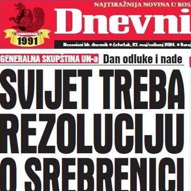 U današnjem izdanju "Dnevnog avaza" čitajte: Svijet treba rezoluciju o Srebrenici