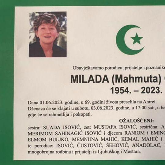 Preminula Milada Orman, nekadašnja profesorica Druge gimnazije Mostar