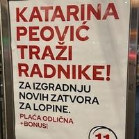Nesvakidašnji plakat u Hrvatskoj: Katarina Peović traži radnike za izgradnju novih zatvora za lopine