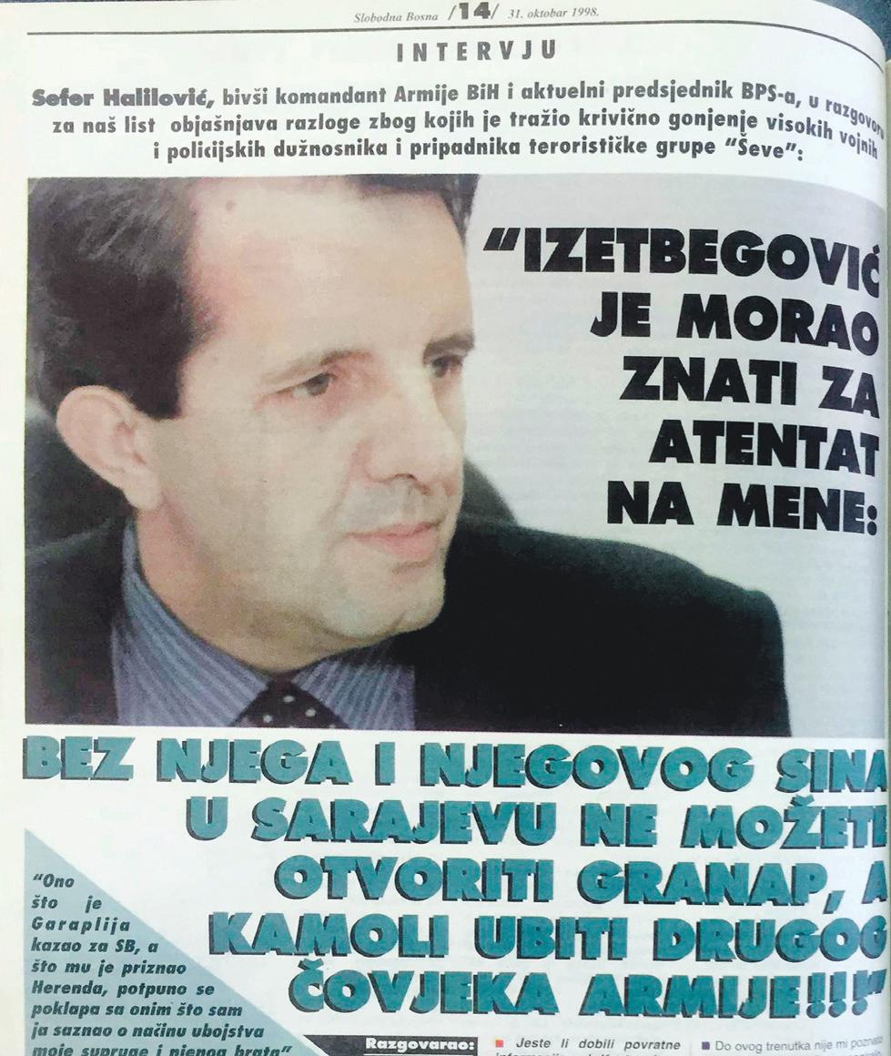 Faksimil Halilovićevog intervjua objavljenog u SB-u 31. oktobra 1998. godine - Avaz