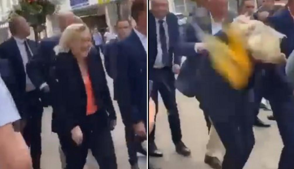 Marin Le Pen pogođena jajetom u lice