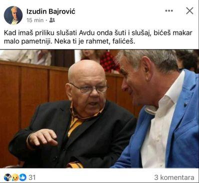 Objava Bajrovića - Avaz