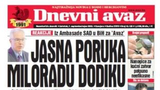 Danas u "Dnevnom avazu" čitajte: Jasna poruka Miloradu Dodiku