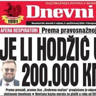 U današnjem "Dnevnom avazu" čitajte: Je li Hodžić uplatio 200.000 KM kazne