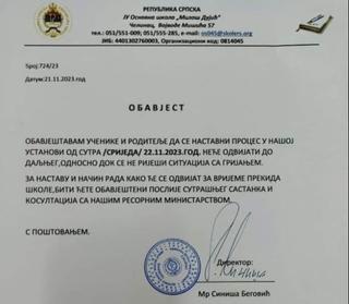 Obavještenje direktora škole u Čelincu zgrozilo javnost zbog pravopisnih grešaka