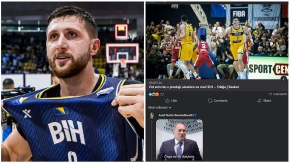 Jusuf Nurkić čuvenim "memeom" Dragana Mektića kritizira cijene ulaznica KS BiH