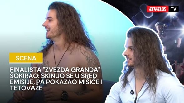 Finalista "Zvezda Granda" šokirao: Skinuo se usred emisije, pa pokazao mišiće i tetovaže