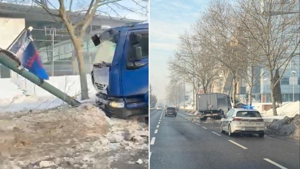 Video / Nesreća u Sarajevu: Kamionom udario u stub i izvalio ga 