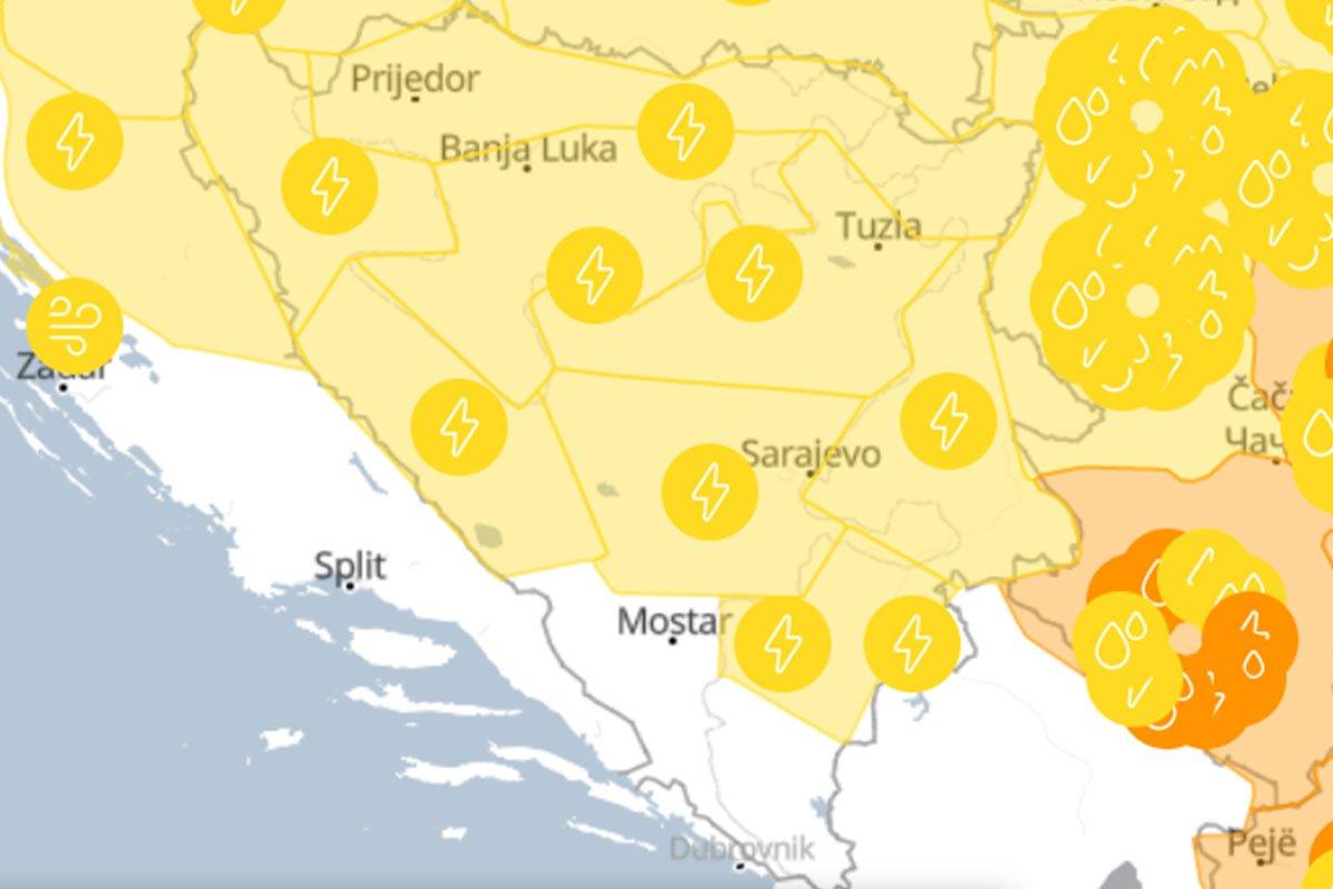 Meteoalarm izdao je žuto upozorenje na grmljavinu u BiH - Avaz