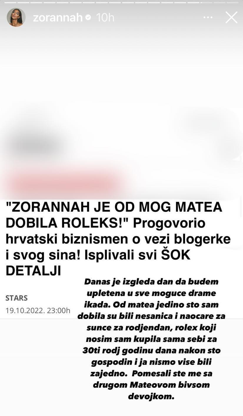 Naslov članka koji je izašao u medijima, a koji je Zorannah podjelila - Avaz