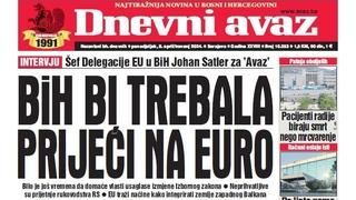 U današnjem "Dnevnom avazu" čitajte: BiH bi trebala prijeći na Euro